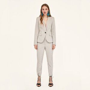 ZARA Beige Textured Weave Trousers Size 4